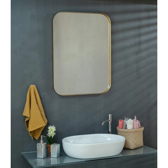 Κρεμαστός Καθρέπτης Iron Curved Angle 60x80 εκ. Ορθογώνιος Gold Mat (Χρυσό Ματ) Κρεμαστός Καθρέπτης Iron Curved Angle 60x80 εκ. Ορθογώνιος Gold Mat (Χρυσό Ματ)